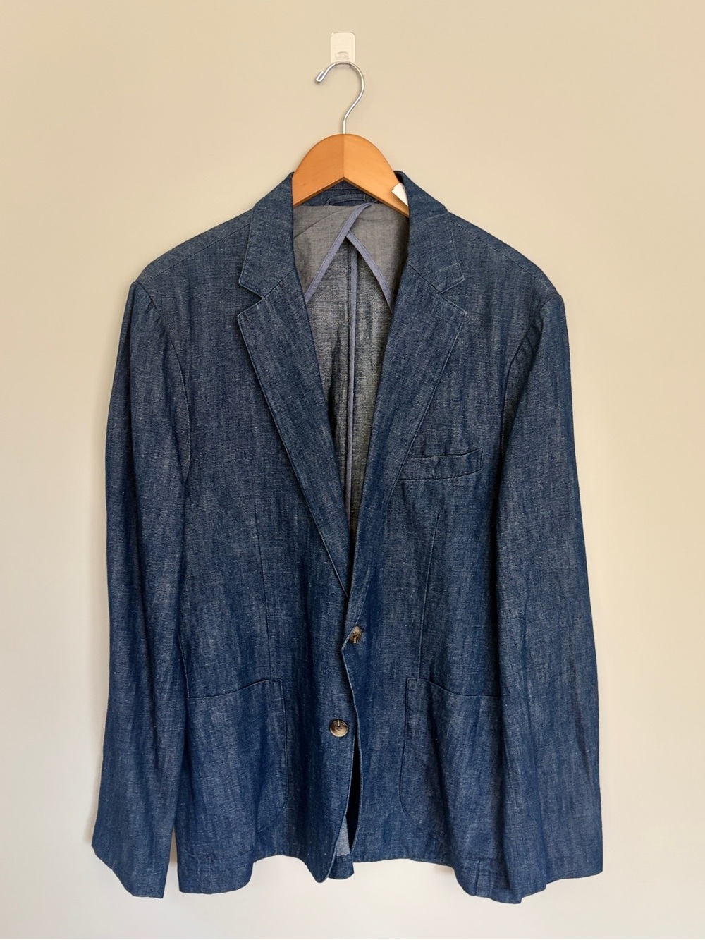 J.McLaughlin Men's Dark Blue Denim Blazer - Classic Casual Tailoring NWT